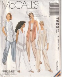 7600 MCCALLS UNLINED VESTS, TOP BUTTONS OR NOT, PANTS PATTERN LG-XL